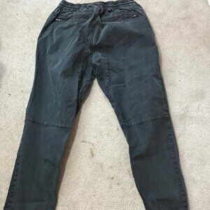 Men’s Moto Jogger Pants – Dark Grey Stretch Ribbed Knee Cargo-Style Joggers